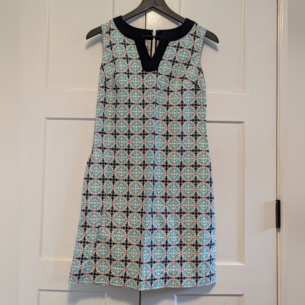 Talbots Petites Aqua Black Sleeveless A-line Mini Dress Women's 2P Excel Used
